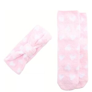 Cozy Pink Heart Headband & Socks Set